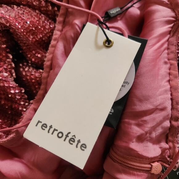 Retrofete Jill Sequin Mini Dress in Pastel Pink Size XL NWT Spaghetti Straps - Picture 10 of 13